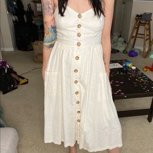 White Button Front Dress